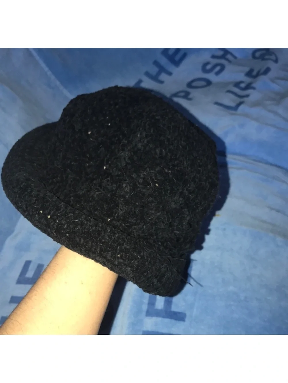 Black Knit Bucket Hat 56cm damaged